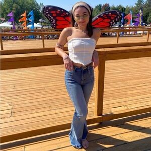 Women's White Strapless Crop Top